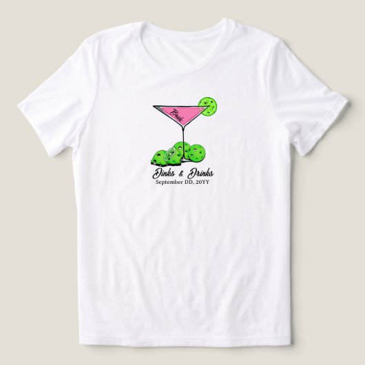 Pickleball Bridal Shower Dinks & Drinks Customized Tri-Blend Shirt (Design voorkant)