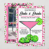Pickleball Bridal Shower Dinks & Drinks Photo Kaart (Voorkant / Achterkant)