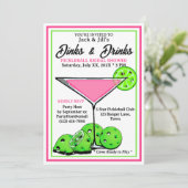 Pickleball Bridal Shower Dinks & Drinks Pink Cosmo Kaart (Staand voorkant)
