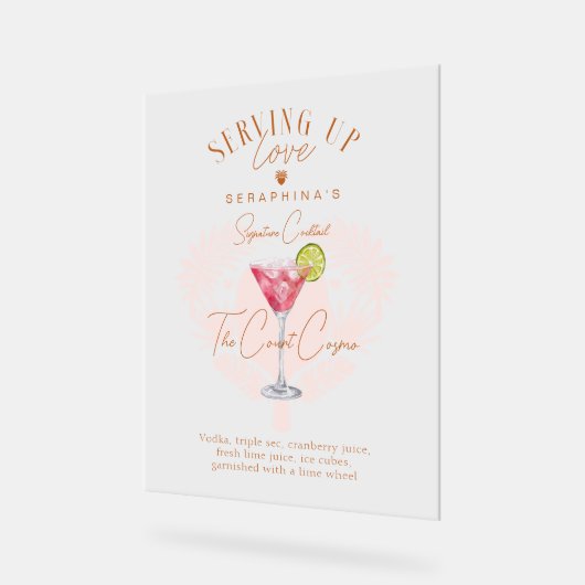 Pickleball Bruidsfeest Borrelglas Waterverf Cockta Acryl Bord (Hoek)