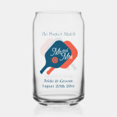 Pickleball bruiloft kan glas met chique logo (Achterkant)