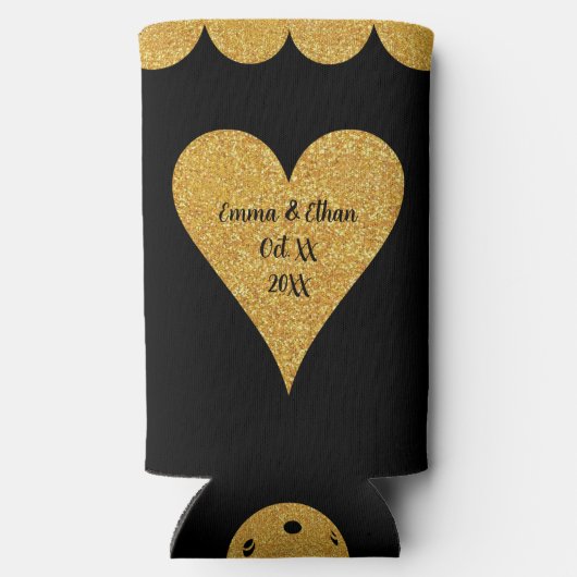 Pickleball Bruiloft Zwart en Goud Gepersonaliseerd (Achterkant)