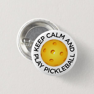 Pickleball Button: "Kalm houden en Pickleball afsp Ronde Button 3,2 Cm