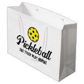 Pickleball-cadeautassen - Eat Sleep Play Herhalen Groot Cadeauzakje (Achterkant Gekanteld)