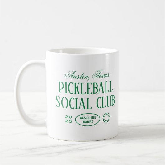 Pickleball café Mug en vert & blanc (Gauche)