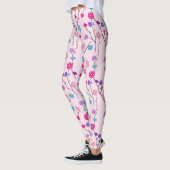 Pickleball Cherry Blossom Pink Floral Pattern Leggings (Links)