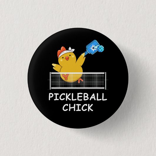 Pickleball Chick grappig Pensioen Gepensioneerde M Ronde Button 3,2 Cm (Voorkant)