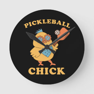 Pickleball Chick - retro Ronde Klok