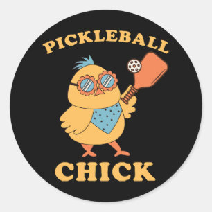Pickleball Chick - retro Ronde Sticker