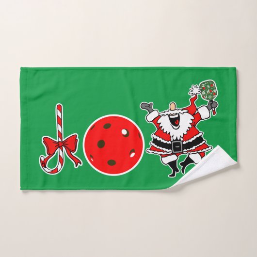 Pickleball Christmas Joy Candy Cane Santa Green Handdoek (Handdoek)