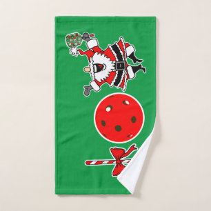Pickleball Christmas Joy Candy Cane Santa Green Handdoek