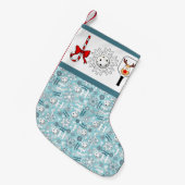 Pickleball Christmas Joy Reindeer Blauw en Wit Kleine Kerstsok (Voorkant (Hangend))