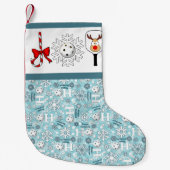 Pickleball Christmas Joy Reindeer Blauw en Wit Kleine Kerstsok (Voorkant)