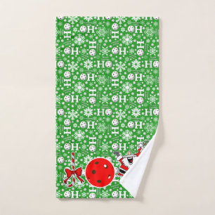 Pickleball Christmas Joy Santa Ho Ho Green Handdoek