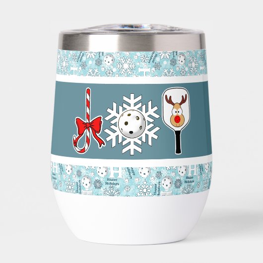 Pickleball Christmas Joy Snowflake Blauw en Wit (Voorkant)