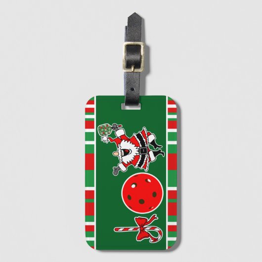 Pickleball Christmas Joy Snowflake Rood en Groen Bagagelabel (Voorkant (verticaal))