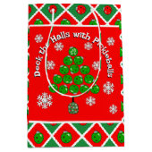 Pickleball Christmas Tree Deck the Halls Red Green Medium Cadeauzakje (Voorkant)