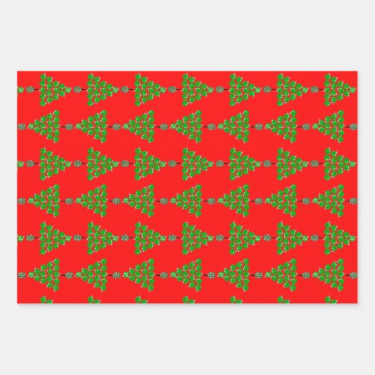 Pickleball Christmas Trees and Red Green Ornaments Inpakpapier Vel (Voorkant)