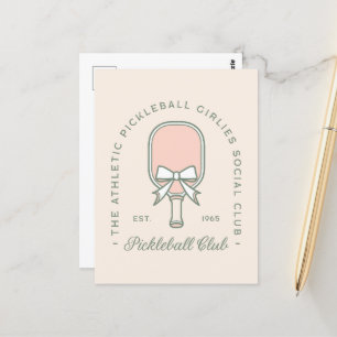 Pickleball club meisjes roze en groen esthetiek briefkaart