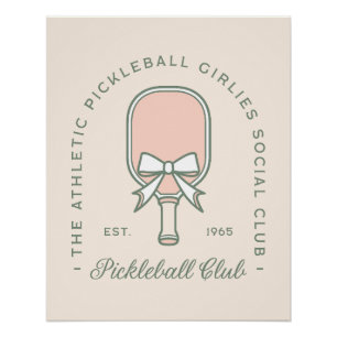 Pickleball club meisjes roze en groen esthetiek perfect poster