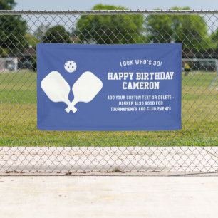 Pickleball Club Party Paddles Blauw Wit Custom Spandoek