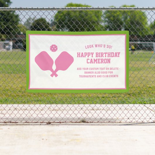 Pickleball Club Party Paddles Roze Groen Custom Spandoek (Insitu)