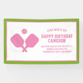 Pickleball Club Party Paddles Roze Groen Custom Spandoek (Horizontaal)