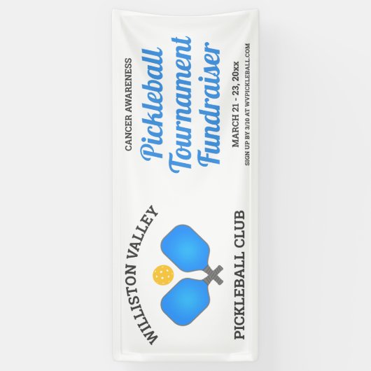 Pickleball Club Tournament Paddles en Ball Custom Spandoek (Verticaal)