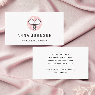Pickleball Coach Instructor Sport Theme Minimalist Visitekaartje