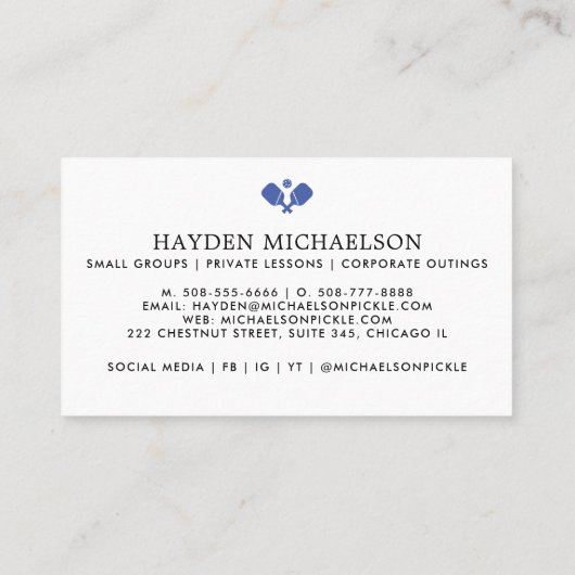 Pickleball Coach Teaching Pro - Uw Logo toevoegen Visitekaartje (Achterkant)