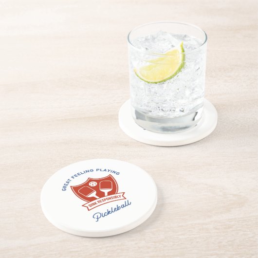 Pickleball cool ontwerp om te draag zandsteen onderzetter (Zijkant)
