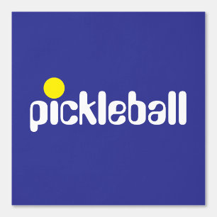 PICKLEBALL Cool Wit Geel Tekst op Royal Blue Behang