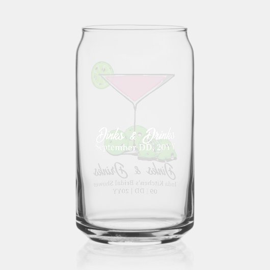 Pickleball Cosmo Dinks & Drinks Personalized Blikvorm Glas (Achterkant)