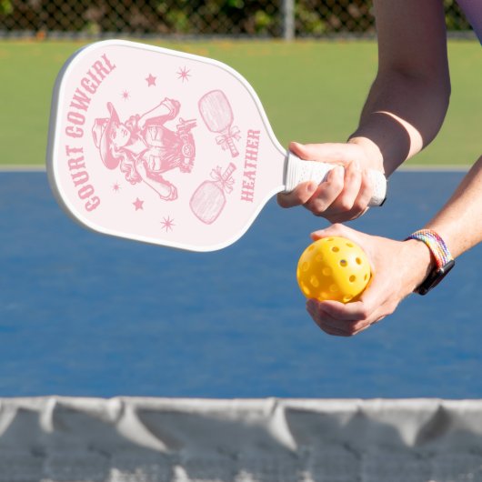 Pickleball Court Cowgirl Western Roze Pickleball Paddle (Insitu)