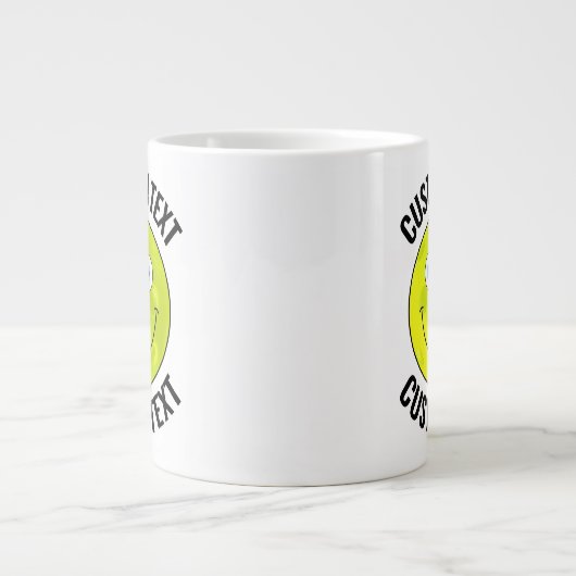 Pickleball Custom Happy Face & gepersonaliseerde t Extra Grote Beker (Voorkant)