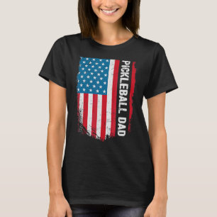 Pickleball Dad America Us Flag Patriot  T-shirt