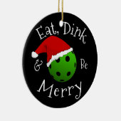 Pickleball de Noël dire ornement métallique (Droite)