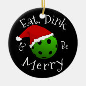 Pickleball de Noël dire ornement métallique (Devant)