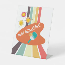 Pickleball design paddle midden eeuw accessoire reclamebord met voetstuk