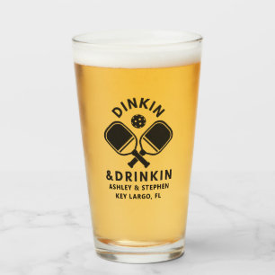 Pickleball Dink & Drinkin Pint Glass Glas