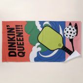 Pickleball Dinkin' Queen!! Cadeau voor haar Strandlaken (Voorkant)
