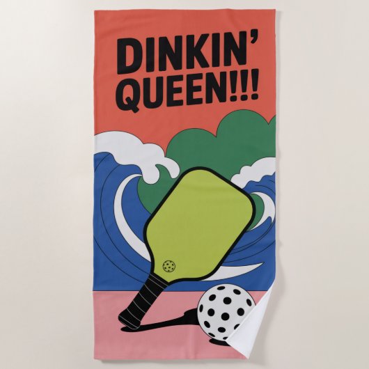 Pickleball Dinkin' Queen!! Cadeau voor haar Strandlaken (Voorkant)