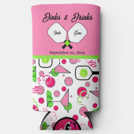 Pickleball Dinks & Drinks Bridal Shower Pink Cosmo (Voorkant)