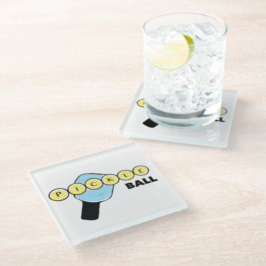 Pickleball Drink-glas Glazen Onderzetter (Schuin)