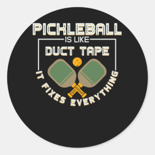 Pickleball Duct Tape repareert alles Ball Sports Ronde Sticker