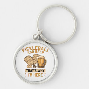 Pickleball en bier daarom ben ik hier grappige plu sleutelhanger
