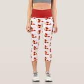 Pickleball En Rouge Sur Leggings Capri Blanc (Recto)
