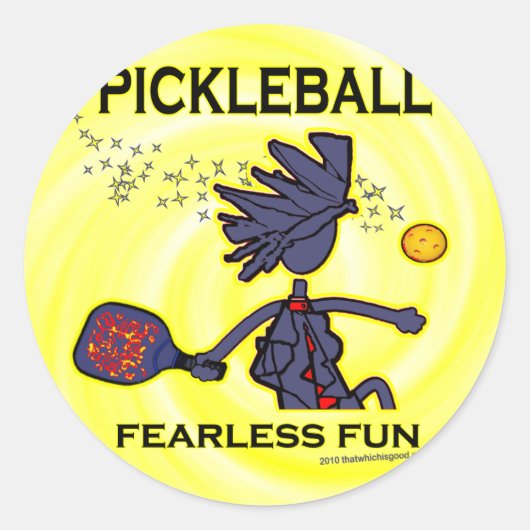 Pickleball Fearless Fun Ronde Sticker (Voorkant)