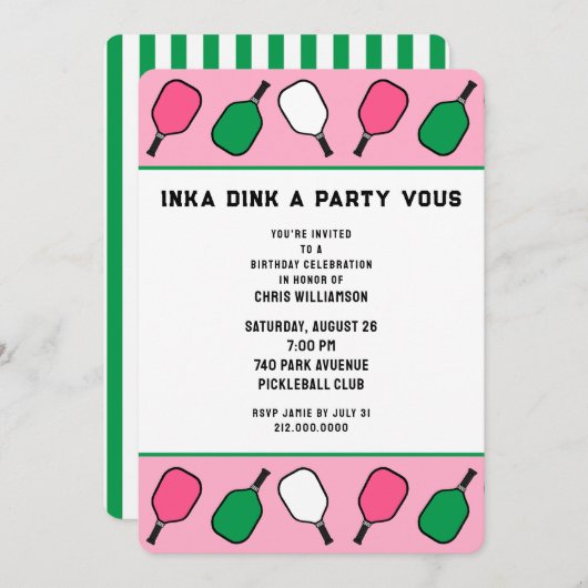 Pickleball Feest Kaart (Voorkant / Achterkant)