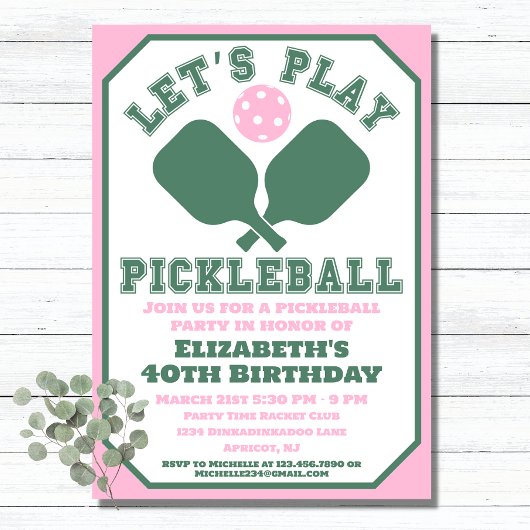 Pickleball-feest sport paddles kaart